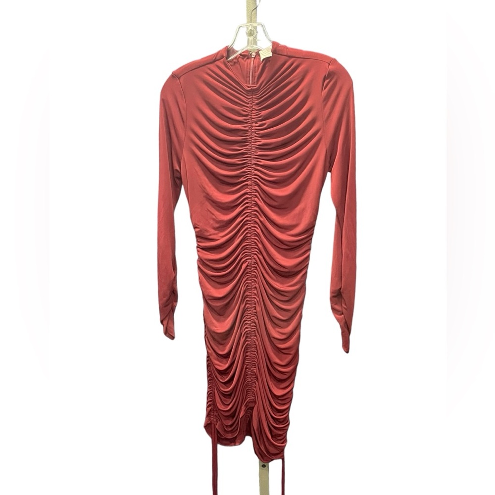 Astr Burgundy Gathered Through center Gathered in center Long Sleeve